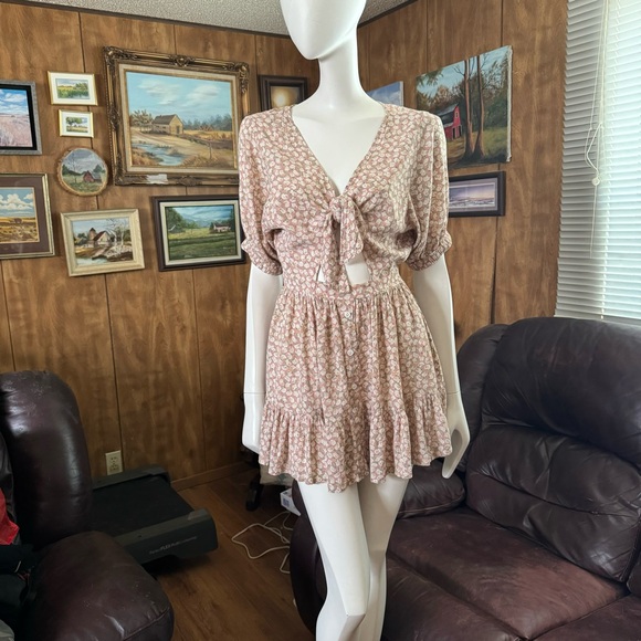 Faithfull the Brand Margot Tie Front Cutout Dress - Picture 2 of 5